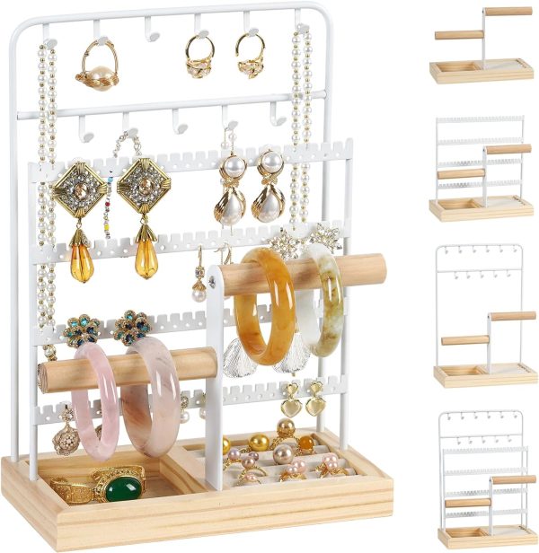 Jewelry Holder Organizer Jewelry Organizer with Earring Organizer Necklace Bracelet Holder, 3 Tier Hanger for Jewelry Display and Earring Storage, Room Decor,Gift for Women in Holiday