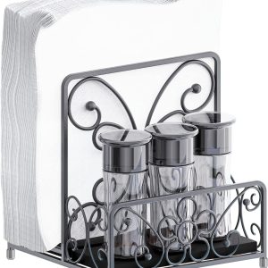 Napkin Holder - Napkin Holders for Kitchen Table, Napkin Salt Pepper Holders for Tables, Salt and Pepper Napkin Holder, Napkin Holders for Tables Bulk, Salt and Pepper Caddy, Table Decor