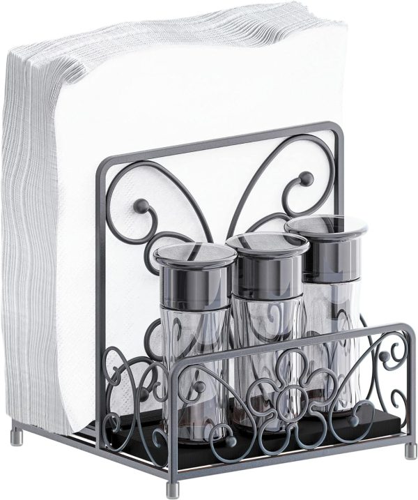 Napkin Holder - Napkin Holders for Kitchen Table, Napkin Salt Pepper Holders for Tables, Salt and Pepper Napkin Holder, Napkin Holders for Tables Bulk, Salt and Pepper Caddy, Table Decor
