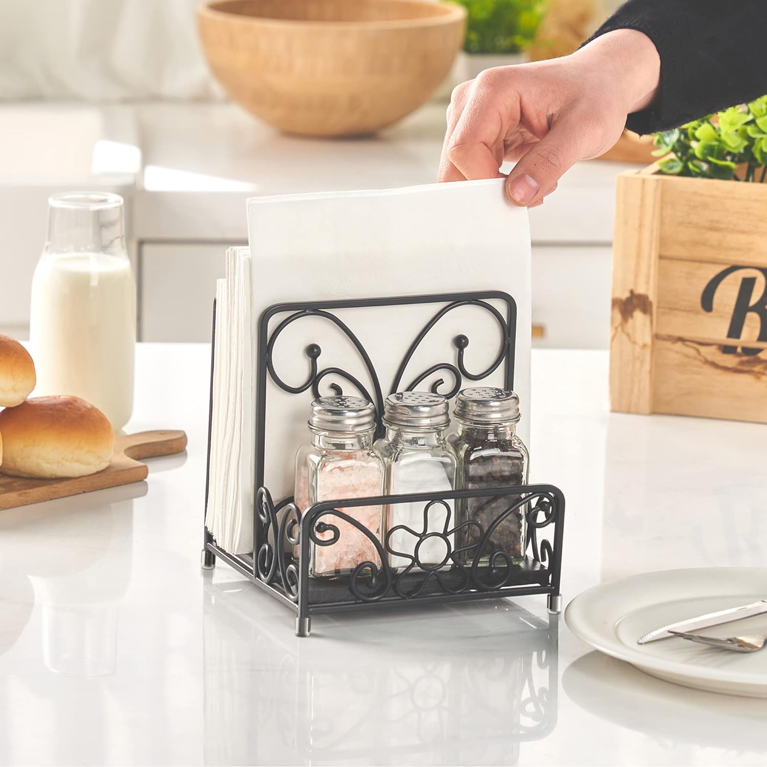Napkin Holder - Napkin Holders for Kitchen Table, Napkin Salt Pepper Holders for Tables, Salt and Pepper Napkin Holder, Napkin Holders for Tables Bulk, Salt and Pepper Caddy, Table Decor - Image 2