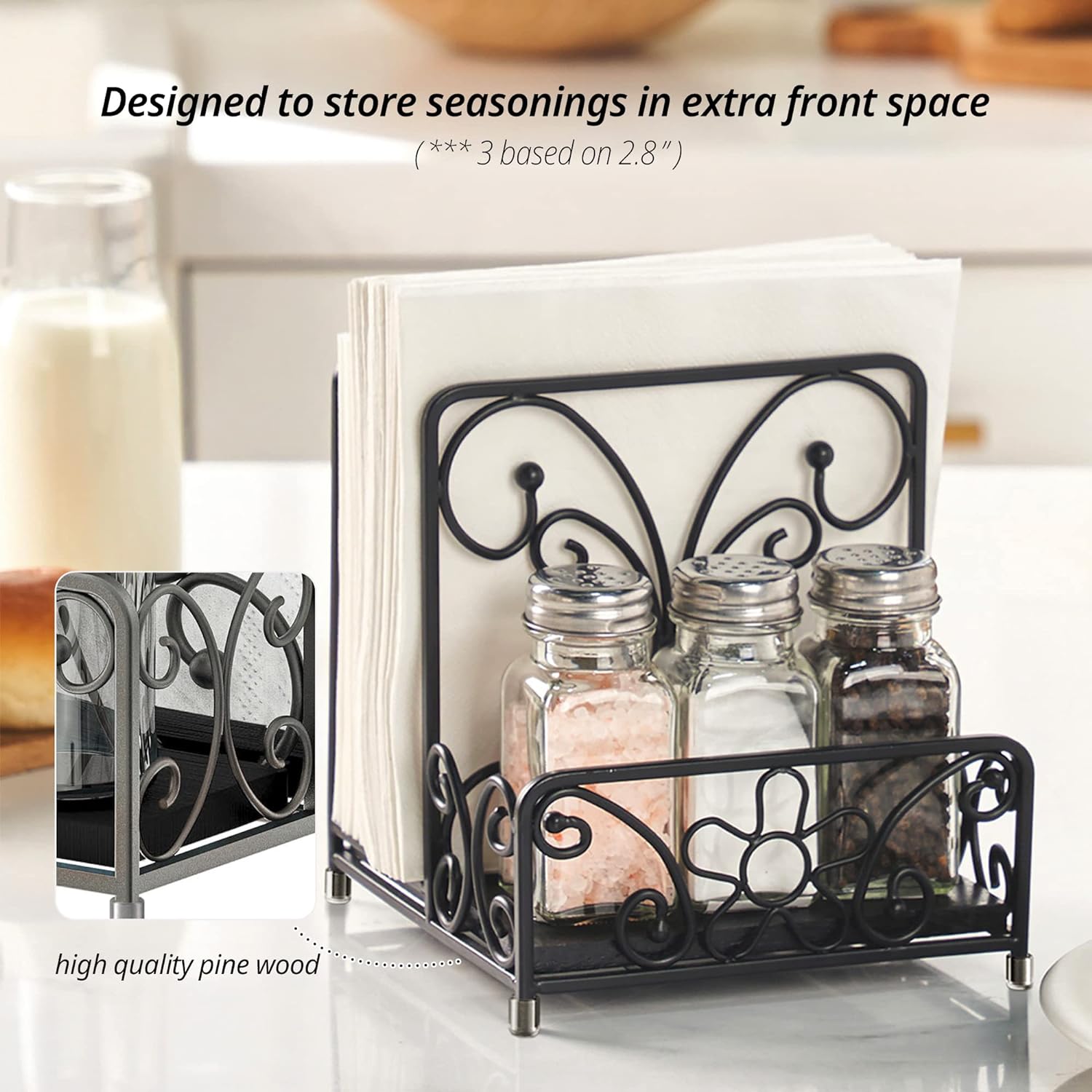 Napkin Holder - Napkin Holders for Kitchen Table, Napkin Salt Pepper Holders for Tables, Salt and Pepper Napkin Holder, Napkin Holders for Tables Bulk, Salt and Pepper Caddy, Table Decor - Image 3