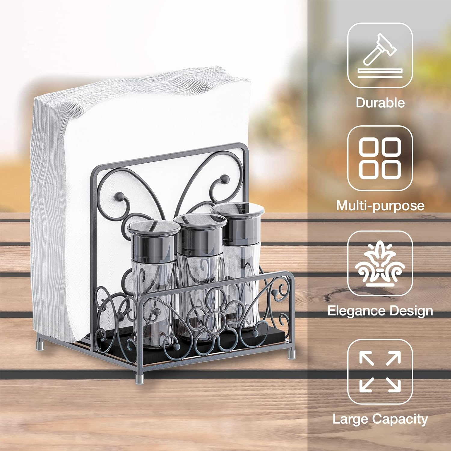 Napkin Holder - Napkin Holders for Kitchen Table, Napkin Salt Pepper Holders for Tables, Salt and Pepper Napkin Holder, Napkin Holders for Tables Bulk, Salt and Pepper Caddy, Table Decor - Image 5