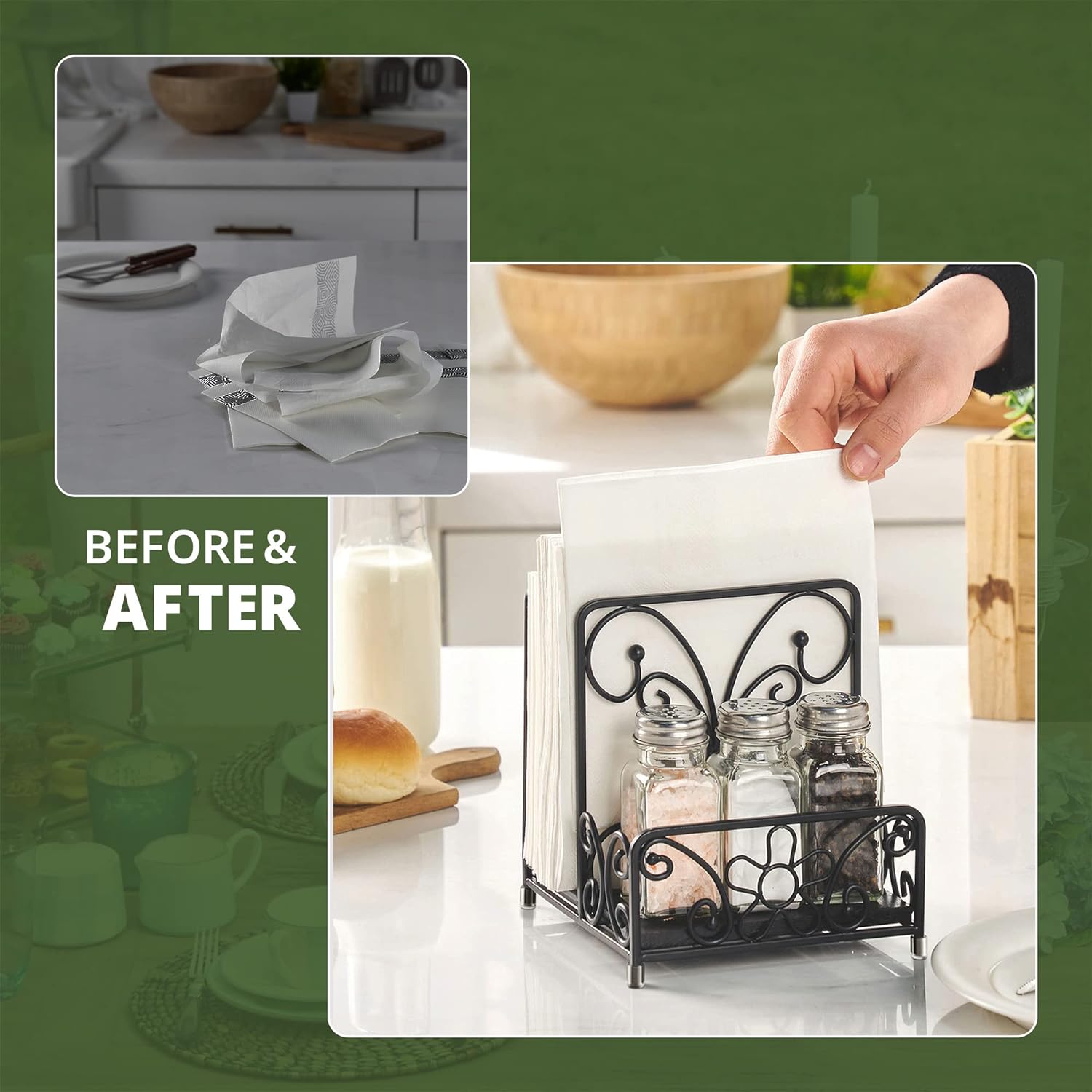 Napkin Holder - Napkin Holders for Kitchen Table, Napkin Salt Pepper Holders for Tables, Salt and Pepper Napkin Holder, Napkin Holders for Tables Bulk, Salt and Pepper Caddy, Table Decor - Image 7