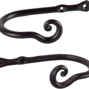RTZEN Curtain Holders for Wall - Farmhouse Curtain Hooks for Drapes - Creative Black Curtain Tiebacks - Wrought Iron Drapery Curtain Holdbacks - Unique Metal Tie Backs for Curtains - 2 Pcs