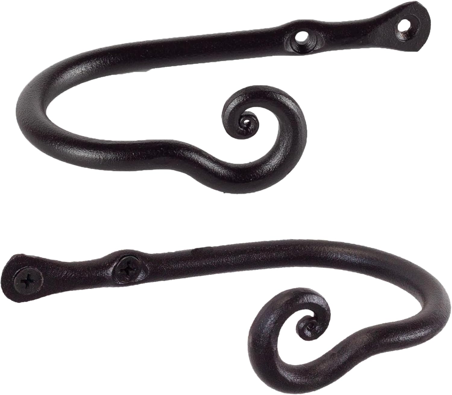 RTZEN Curtain Holders for Wall - Farmhouse Curtain Hooks for Drapes - Creative Black Curtain Tiebacks - Wrought Iron Drapery Curtain Holdbacks - Unique Metal Tie Backs for Curtains - 2 Pcs