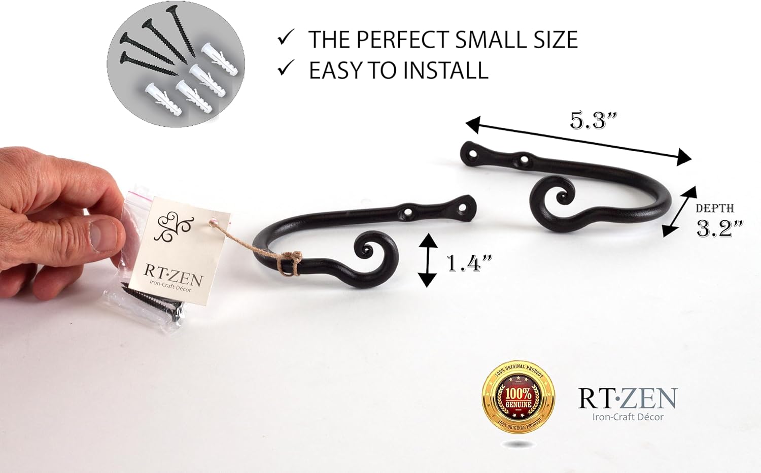 RTZEN Curtain Holders for Wall - Farmhouse Curtain Hooks for Drapes - Creative Black Curtain Tiebacks - Wrought Iron Drapery Curtain Holdbacks - Unique Metal Tie Backs for Curtains - 2 Pcs - Image 5